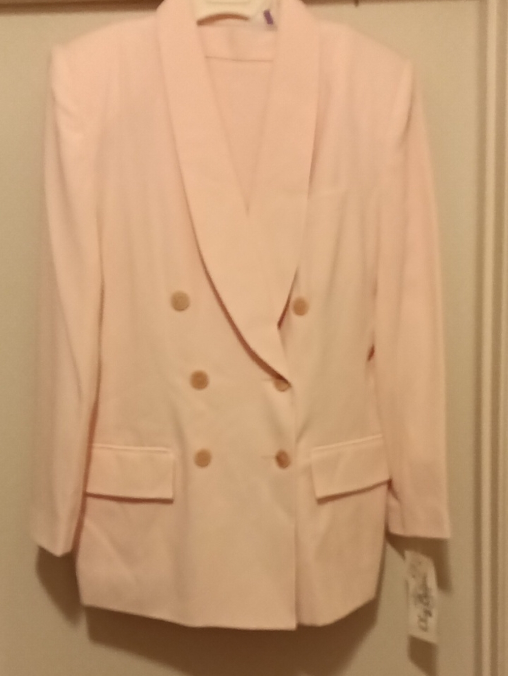 Oleg Cassini Double-Breasted Pale Pink Blazer